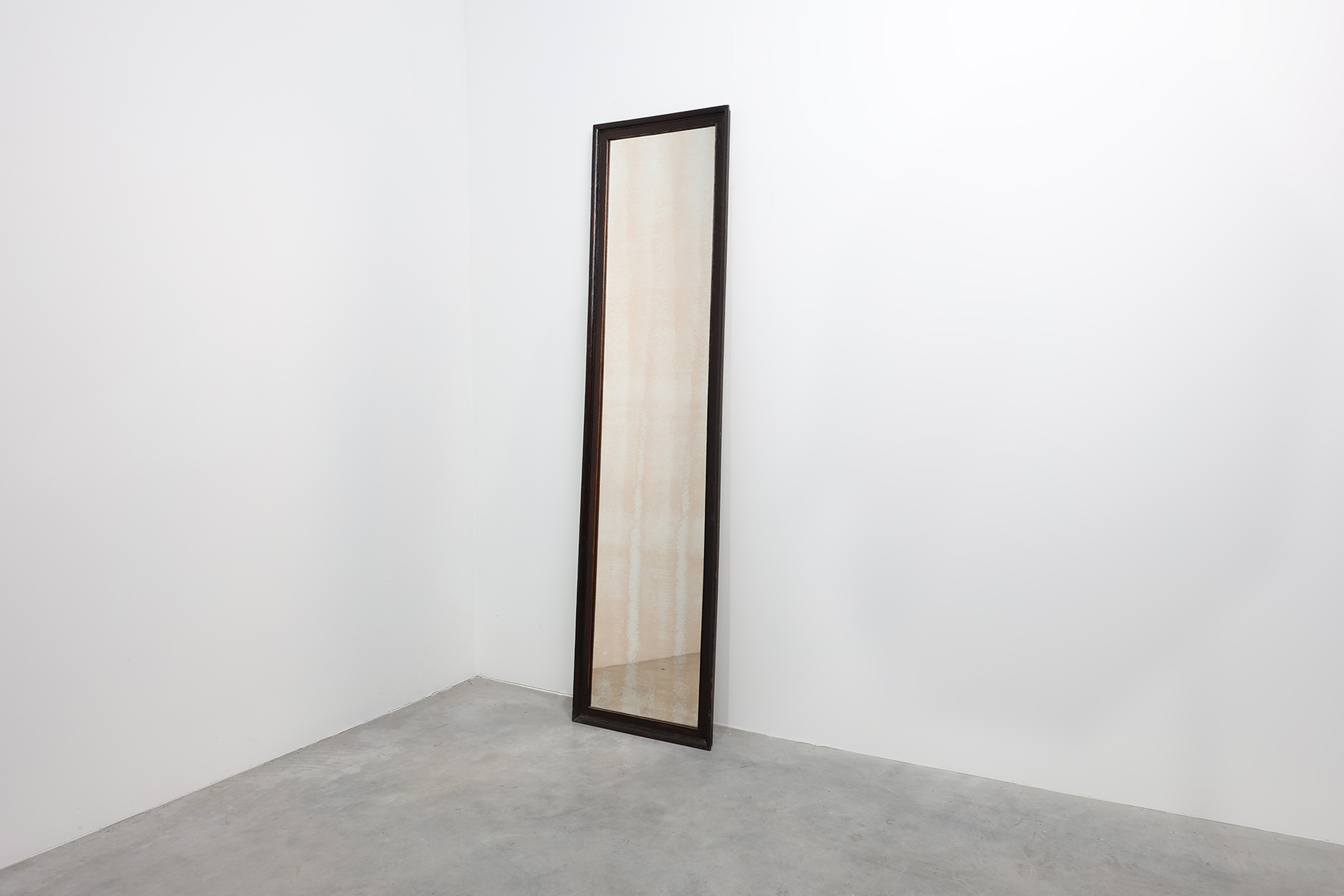 Belgian Art Deco Wooden Mirror with Aged Glass, ca. 1930thumbnail